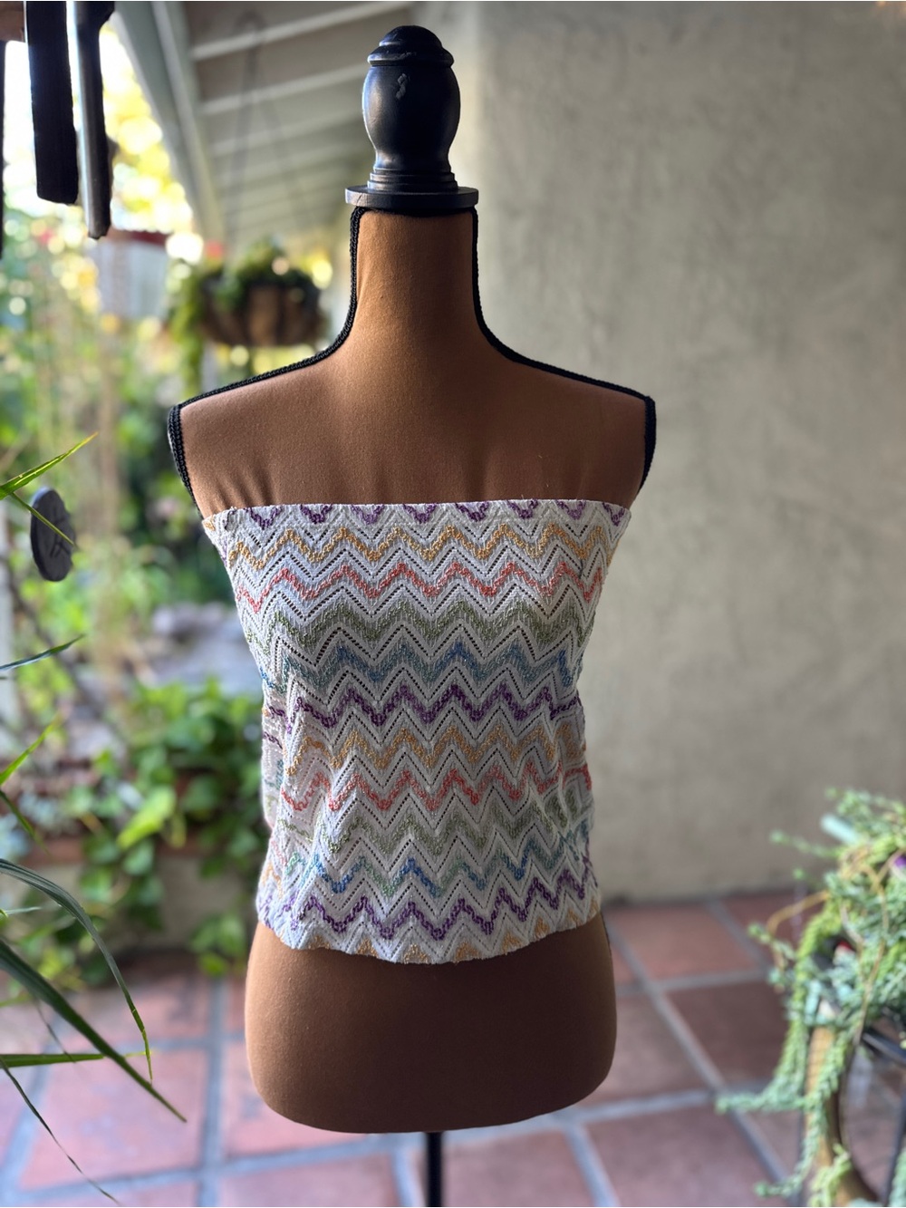 Vtg Y2K Women’s Chevron Strapless Tube Top - Multicolor